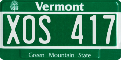 VT license plate XOS417