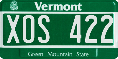 VT license plate XOS422