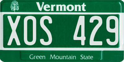 VT license plate XOS429