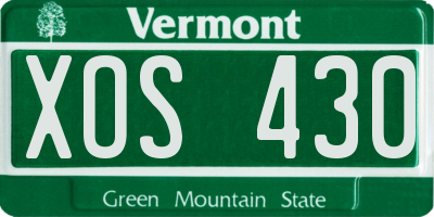 VT license plate XOS430
