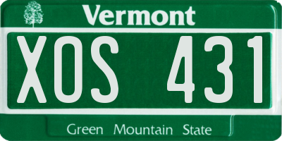 VT license plate XOS431