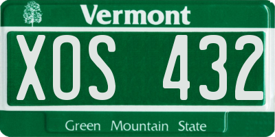 VT license plate XOS432