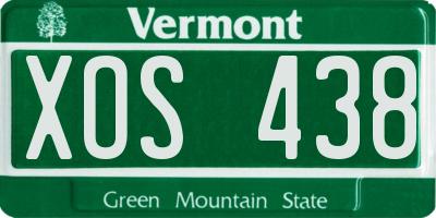 VT license plate XOS438