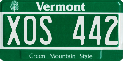 VT license plate XOS442