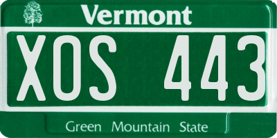 VT license plate XOS443