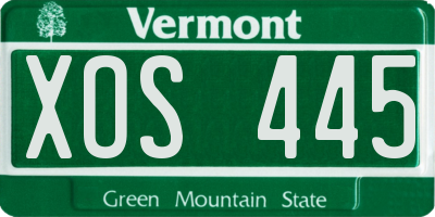 VT license plate XOS445