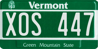 VT license plate XOS447