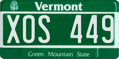 VT license plate XOS449
