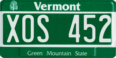 VT license plate XOS452