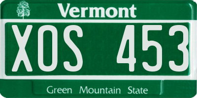 VT license plate XOS453