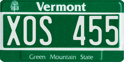 VT license plate XOS455