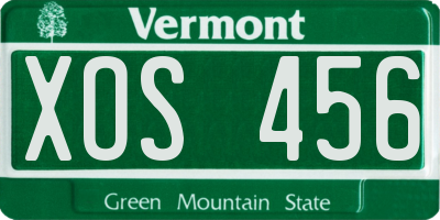 VT license plate XOS456