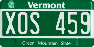 VT license plate XOS459