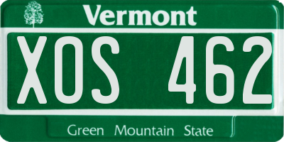 VT license plate XOS462