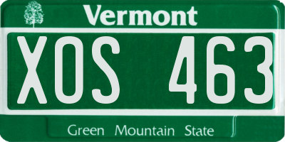 VT license plate XOS463