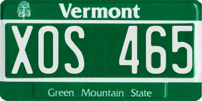 VT license plate XOS465