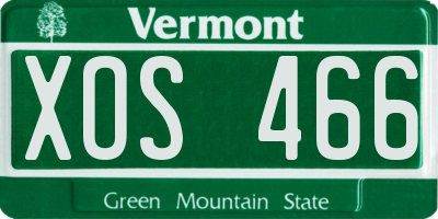 VT license plate XOS466