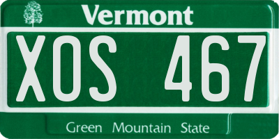 VT license plate XOS467