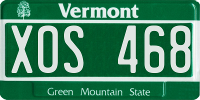 VT license plate XOS468
