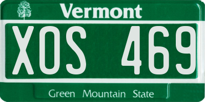 VT license plate XOS469