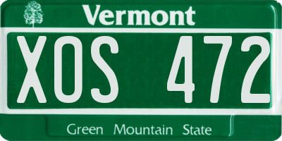 VT license plate XOS472