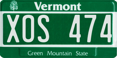 VT license plate XOS474