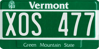 VT license plate XOS477