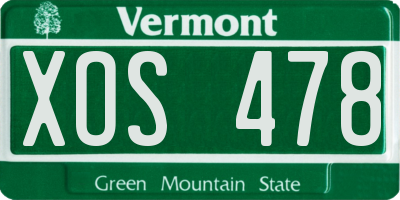 VT license plate XOS478
