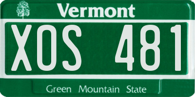 VT license plate XOS481