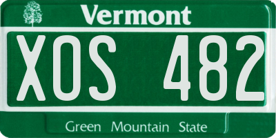 VT license plate XOS482