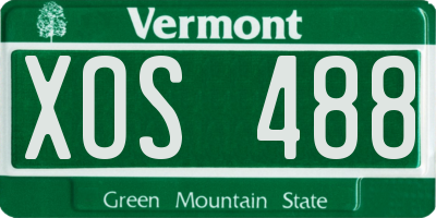 VT license plate XOS488
