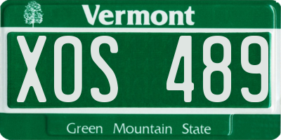 VT license plate XOS489