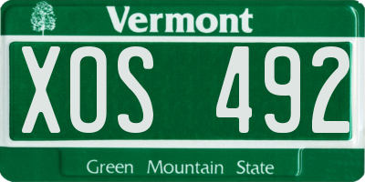 VT license plate XOS492