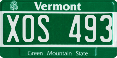 VT license plate XOS493