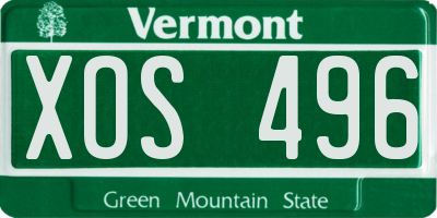 VT license plate XOS496