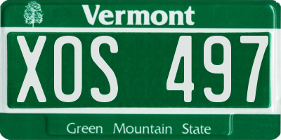 VT license plate XOS497