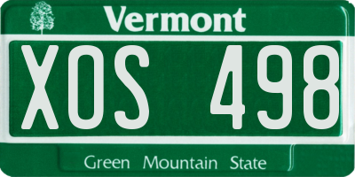 VT license plate XOS498