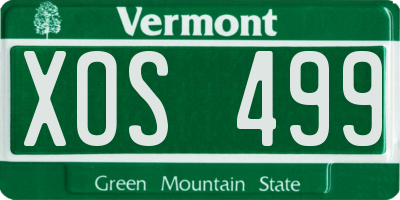 VT license plate XOS499