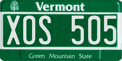 VT license plate XOS505