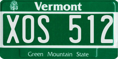 VT license plate XOS512