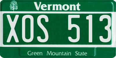 VT license plate XOS513
