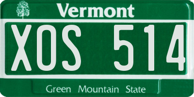 VT license plate XOS514
