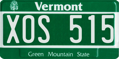 VT license plate XOS515