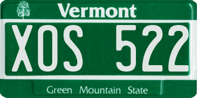 VT license plate XOS522