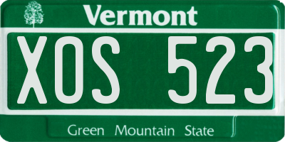 VT license plate XOS523