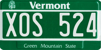 VT license plate XOS524