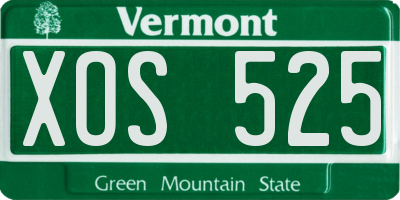 VT license plate XOS525