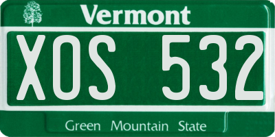 VT license plate XOS532