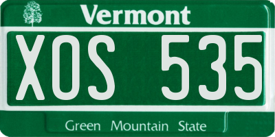 VT license plate XOS535