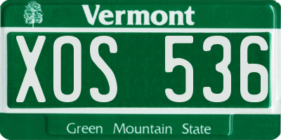 VT license plate XOS536